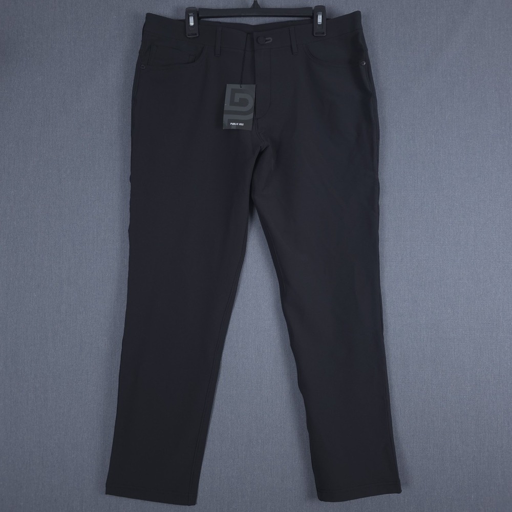 Public Rec Workday Pant Mens 36x32 Black Straight Leg Performance 5 Pocket Chino
